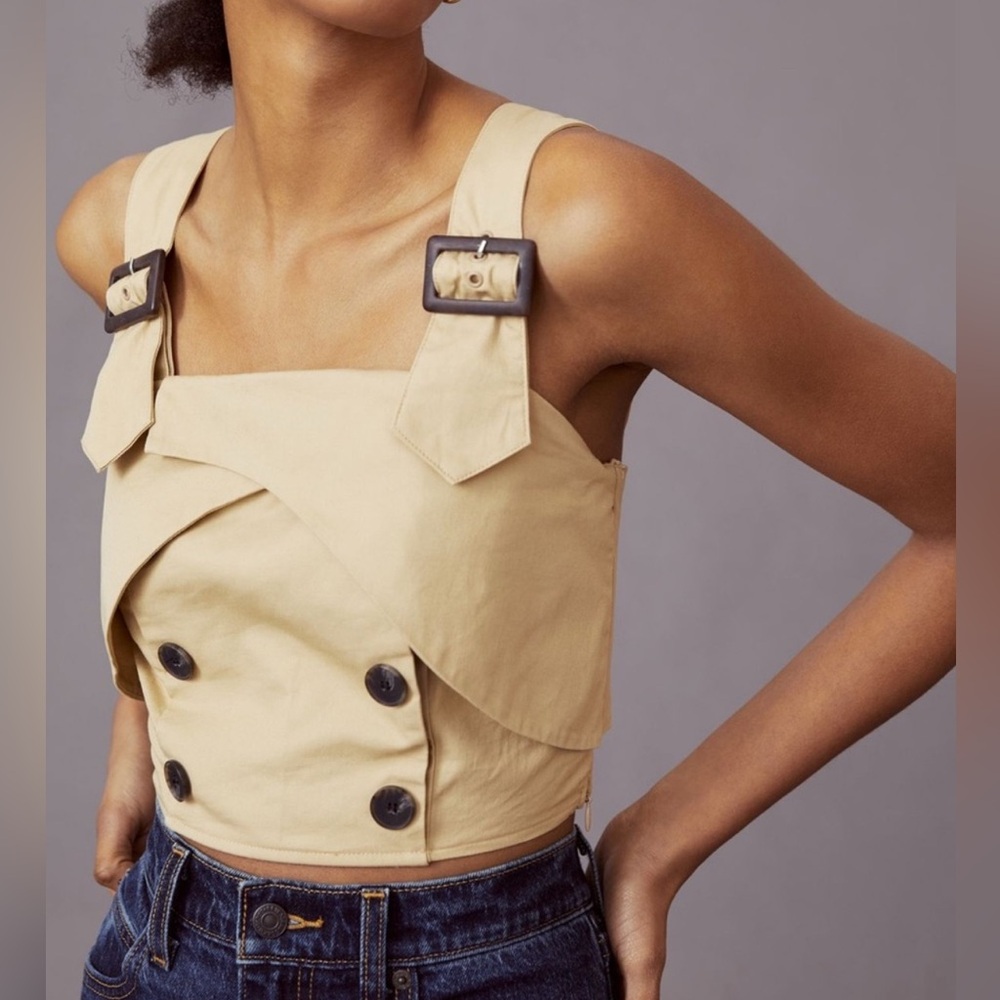 NWT Anthropologie Eva Franco Trench Buttoned Blouse Tank Top size 8